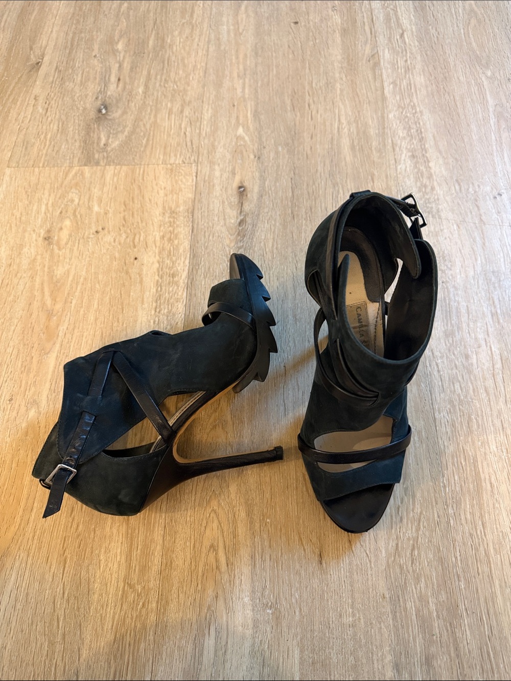 Camilla Skovgaard Black Suede Strappy High Heel Sandals 37.5